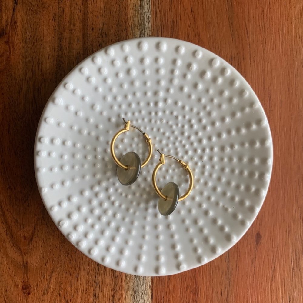 Gold Hoop w/ Green Acetate Accent Earrings